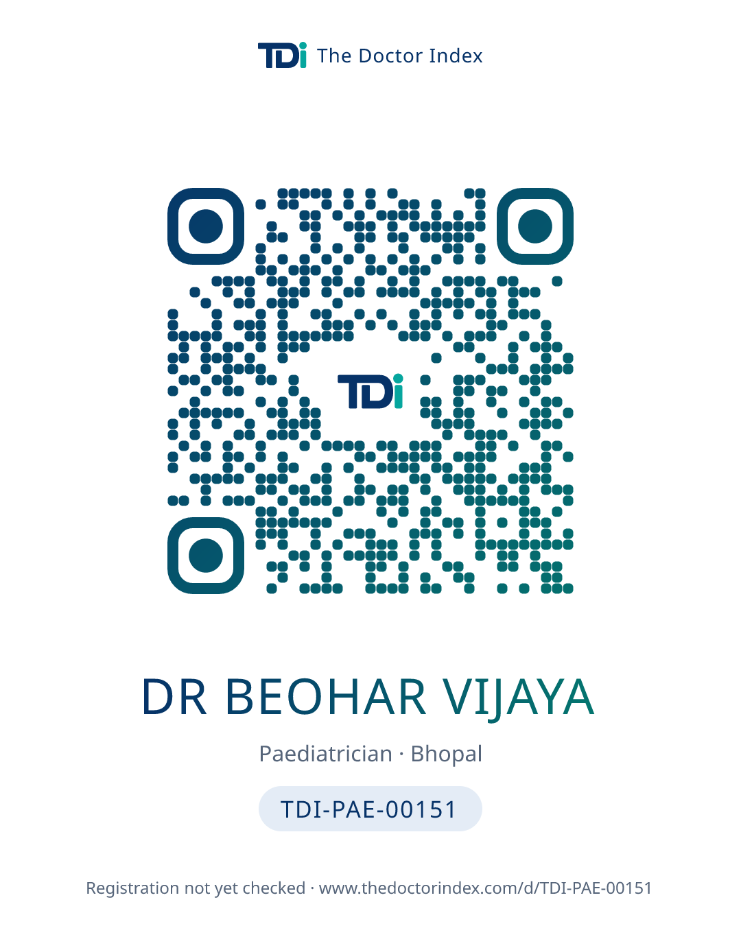 QR card for Dr Beohar Vijaya, TDI-PAE-00151