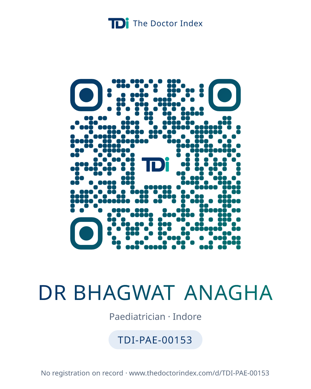 QR card for Dr Bhagwat Anagha, TDI-PAE-00153
