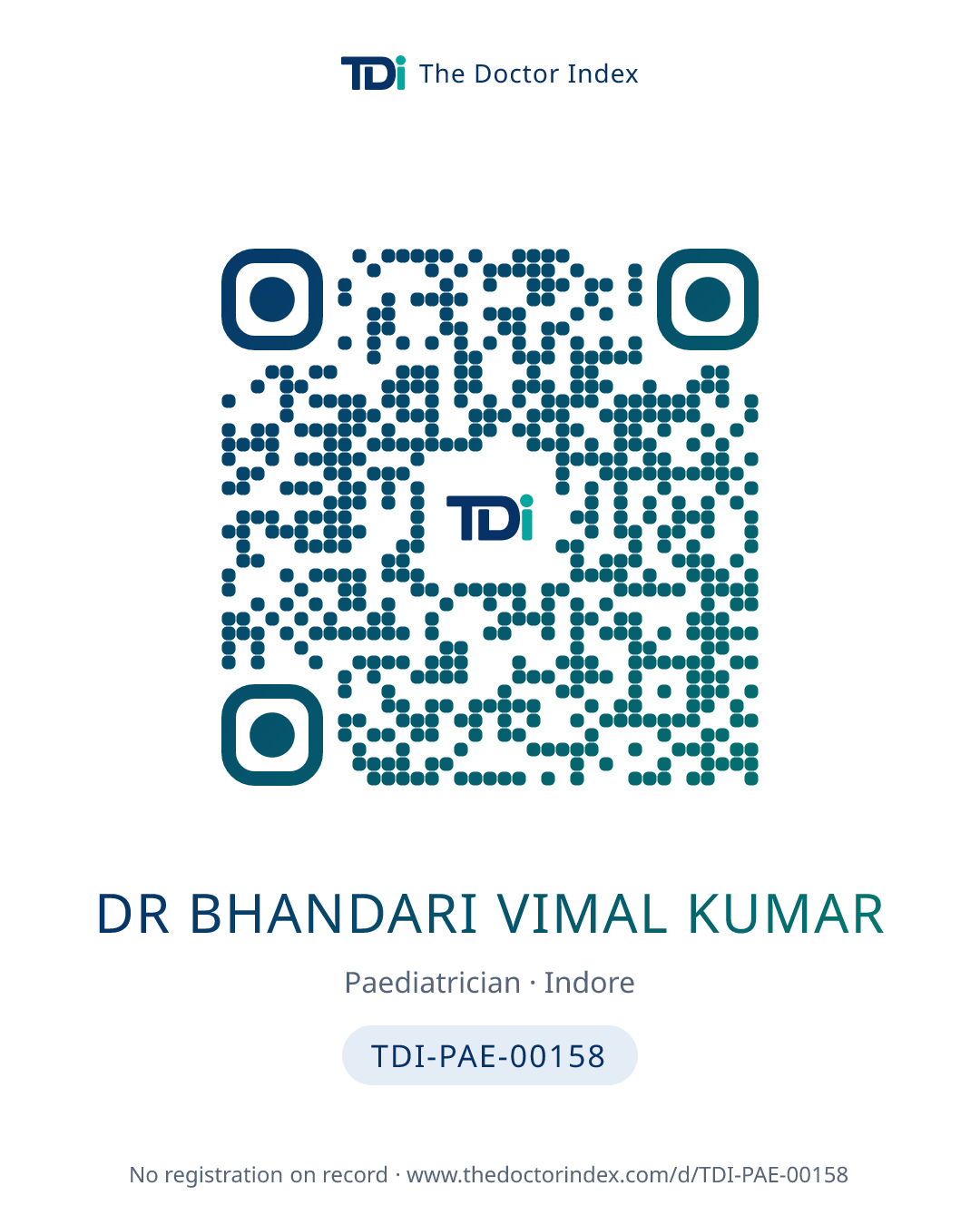 QR card for Dr Bhandari Vimal Kumar, TDI-PAE-00158