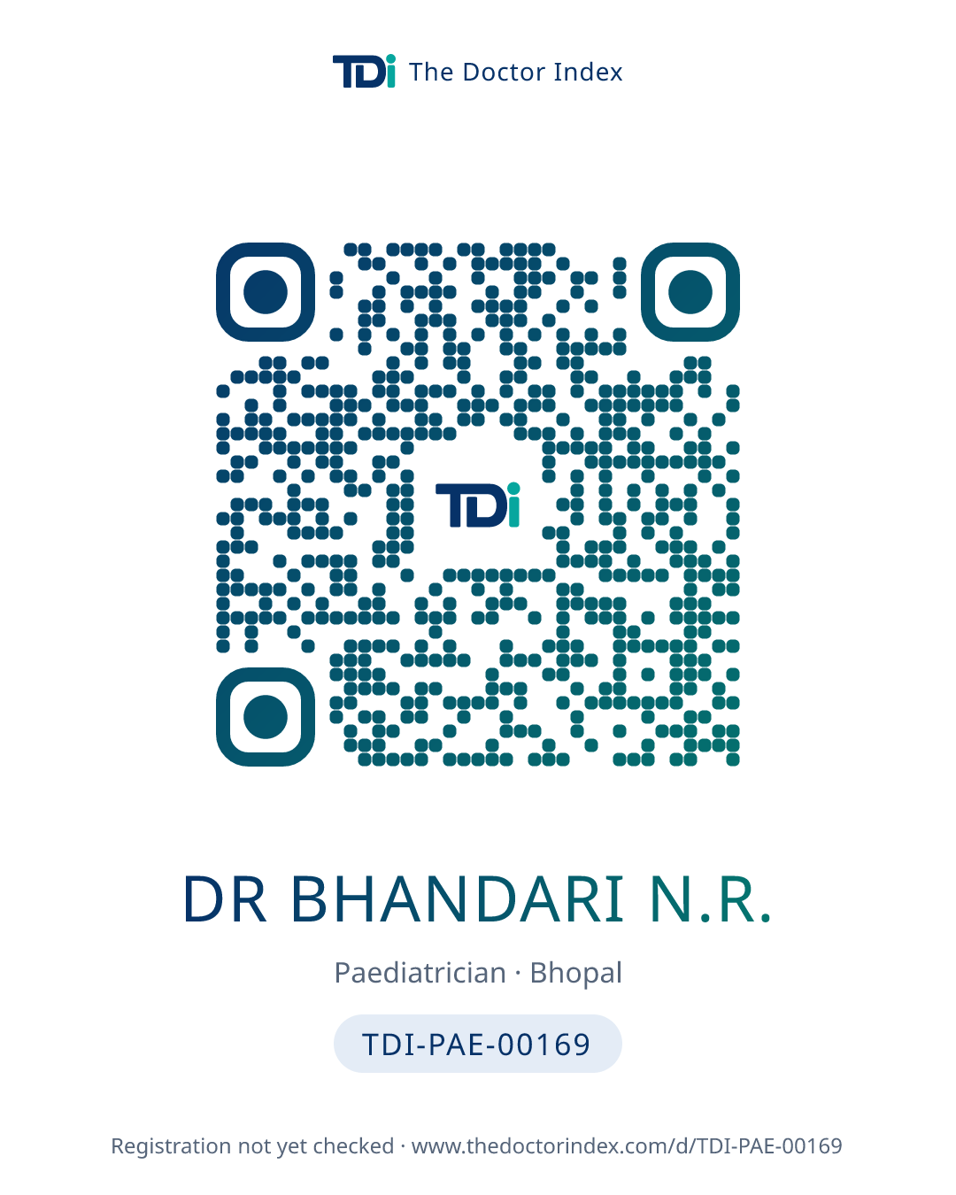 QR card for Dr Bhandari N.R., TDI-PAE-00169