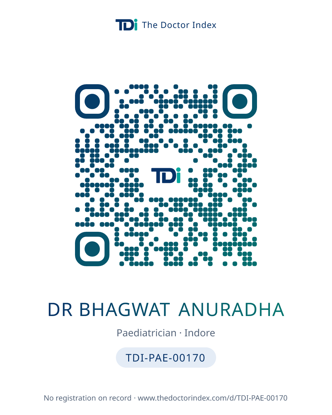 QR card for Dr Bhagwat Anuradha, TDI-PAE-00170
