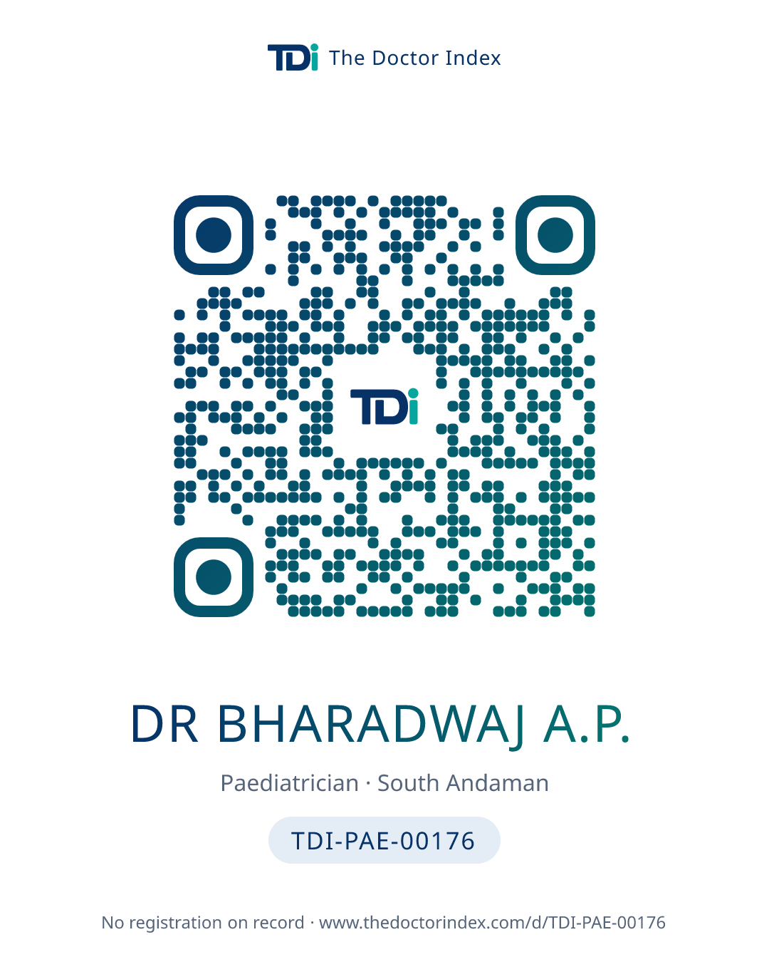 QR card for Dr Bharadwaj A.P., TDI-PAE-00176
