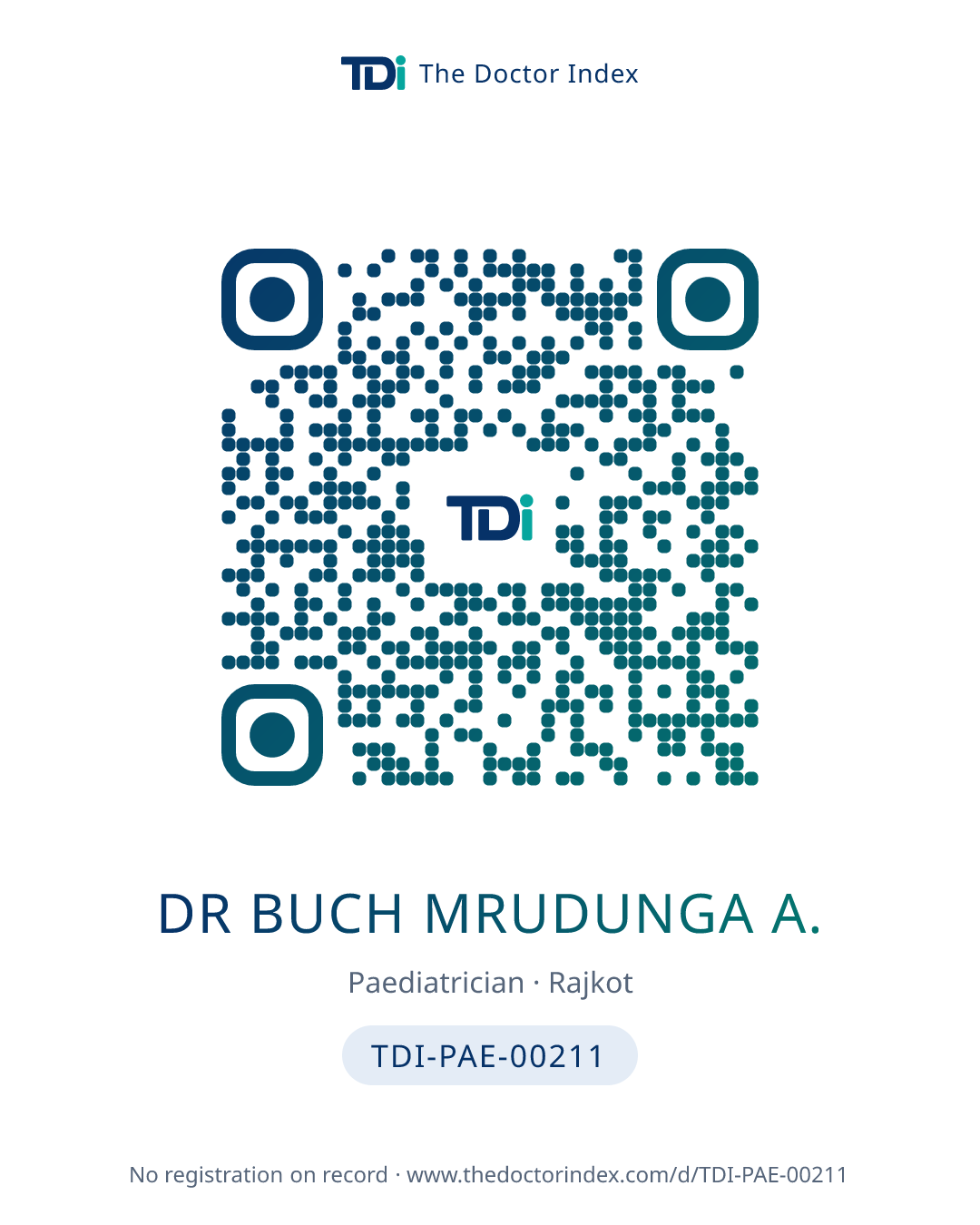 QR card for Dr Buch Mrudunga A., TDI-PAE-00211