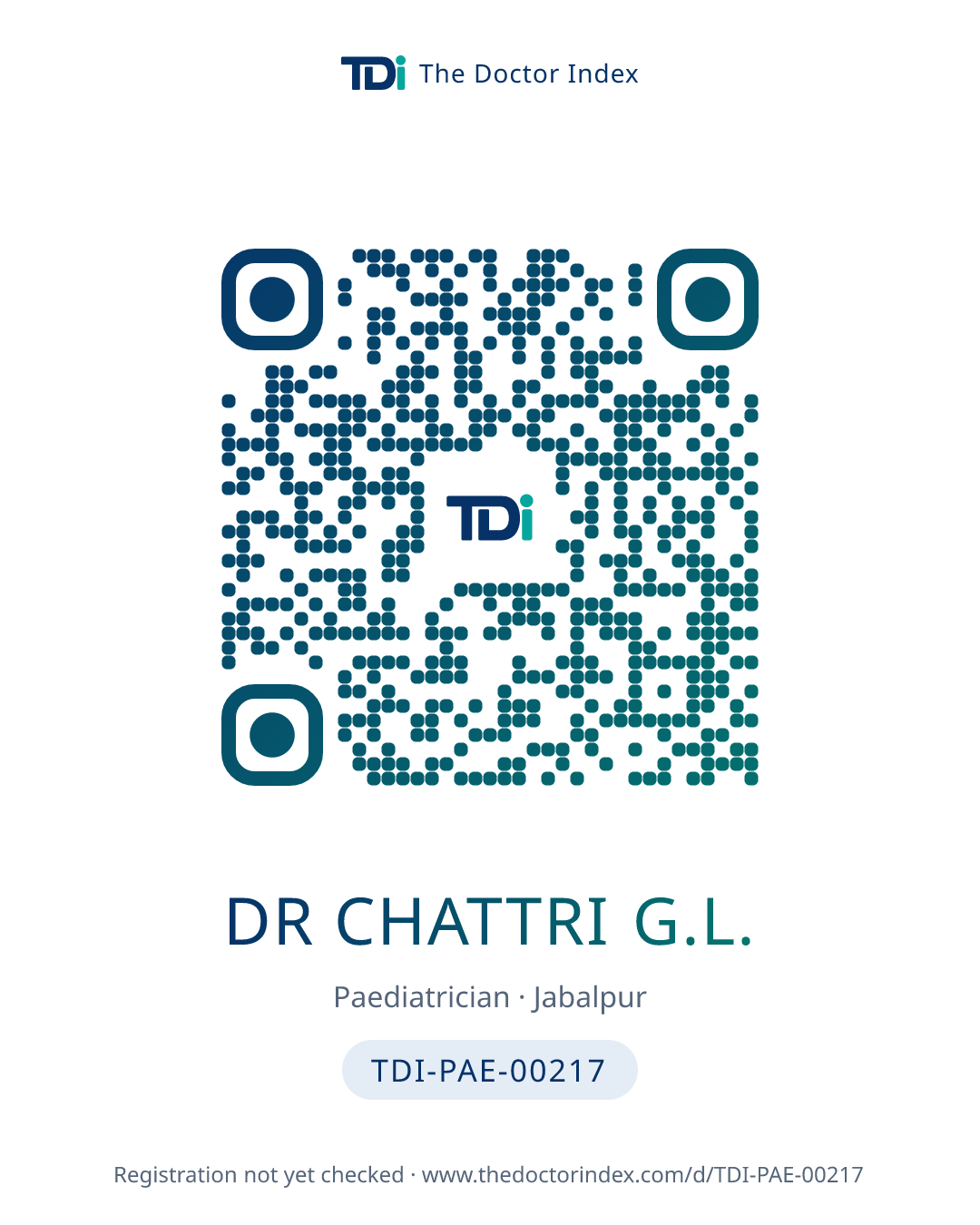 QR card for Dr Chattri G.L., TDI-PAE-00217