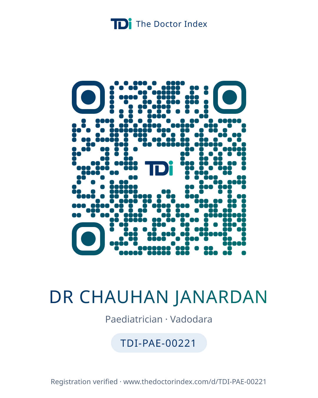 QR card for Dr Chauhan Janardan, TDI-PAE-00221
