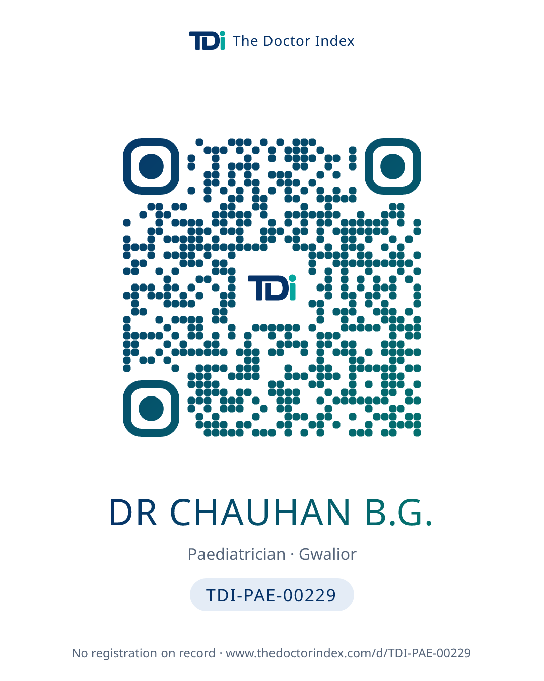 QR card for Dr Chauhan B.G., TDI-PAE-00229