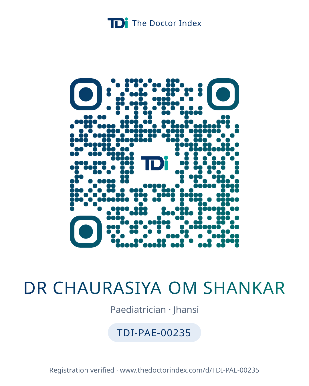 QR card for Dr Chaurasiya Om Shankar, TDI-PAE-00235