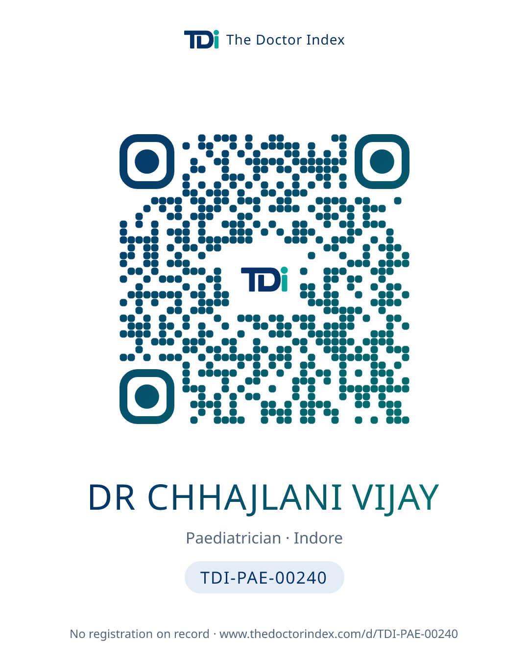 QR card for Dr Chhajlani Vijay, TDI-PAE-00240