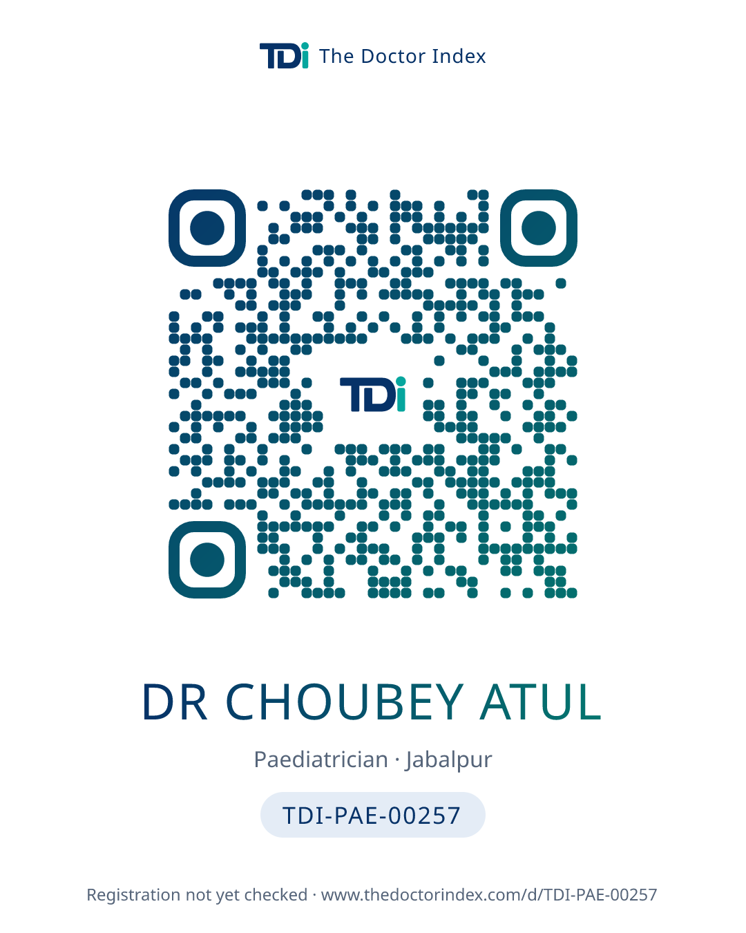 QR card for Dr Choubey Atul, TDI-PAE-00257
