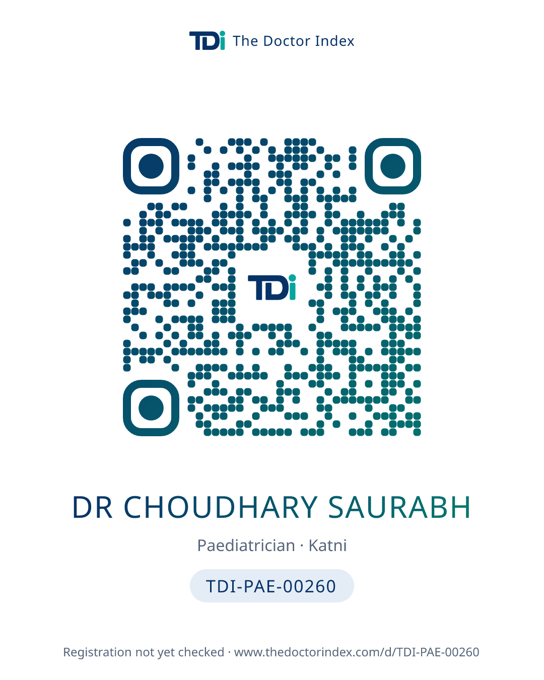 QR card for Dr Choudhary Saurabh, TDI-PAE-00260