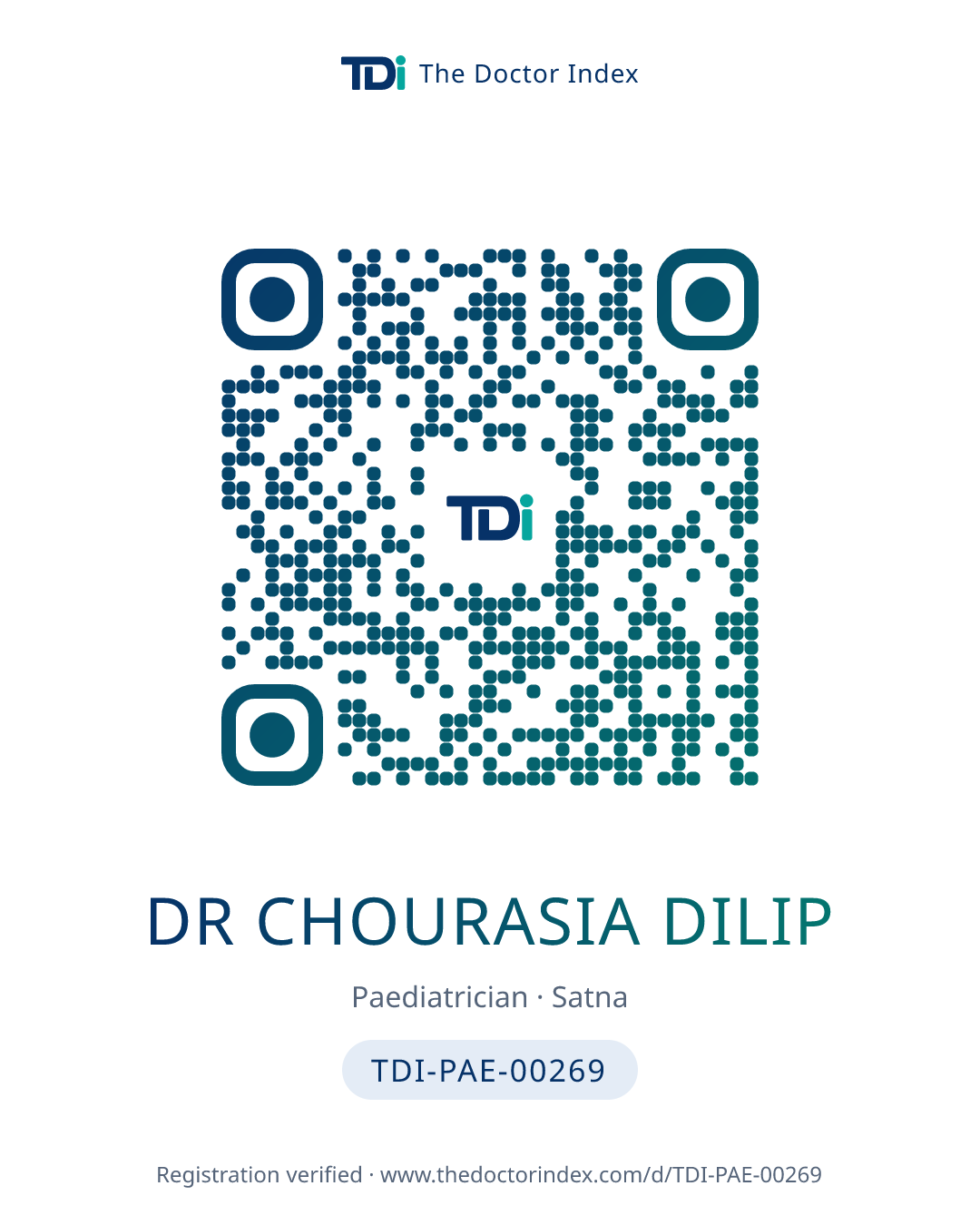 QR card for Dr Chourasia Dilip, TDI-PAE-00269