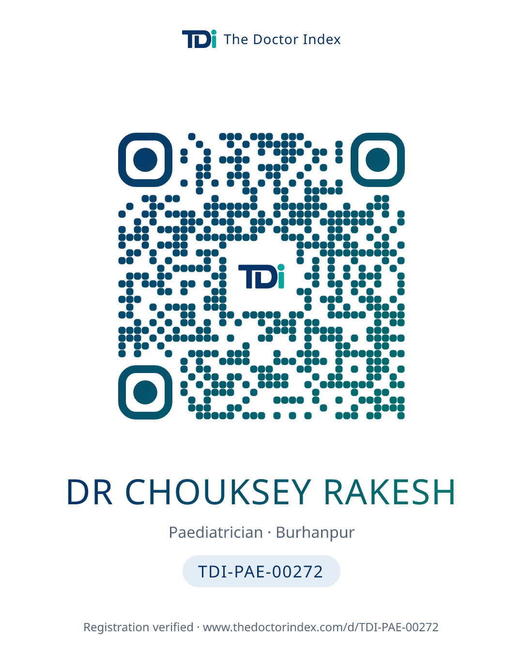 QR card for Dr Chouksey Rakesh, TDI-PAE-00272