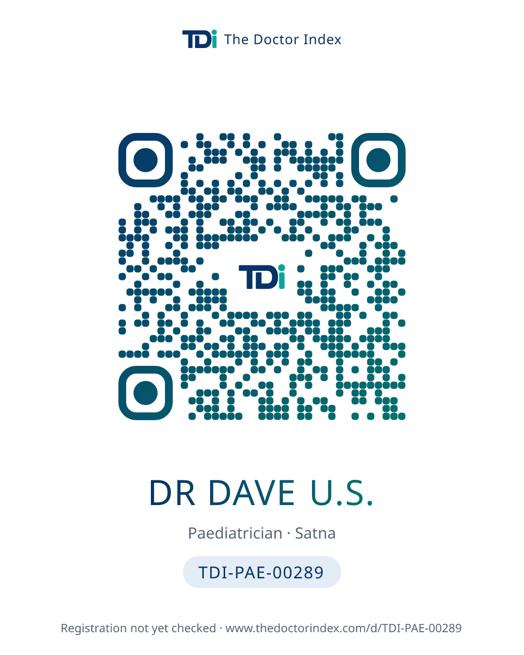 QR card for Dr Dave U.S., TDI-PAE-00289