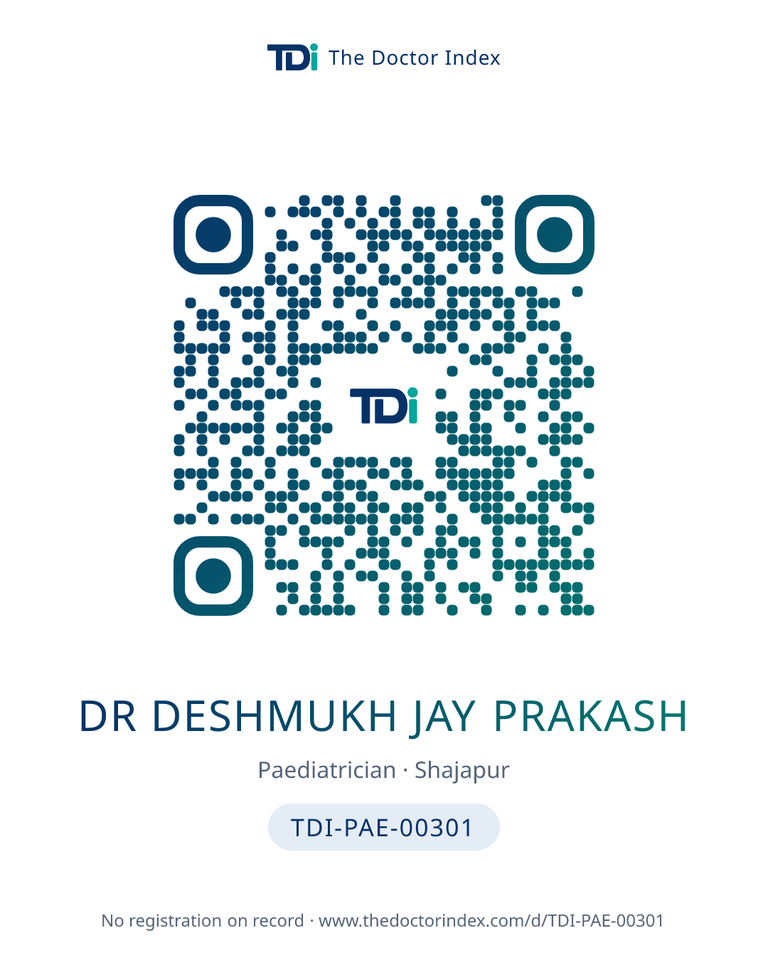 QR card for Dr Deshmukh Jay Prakash, TDI-PAE-00301