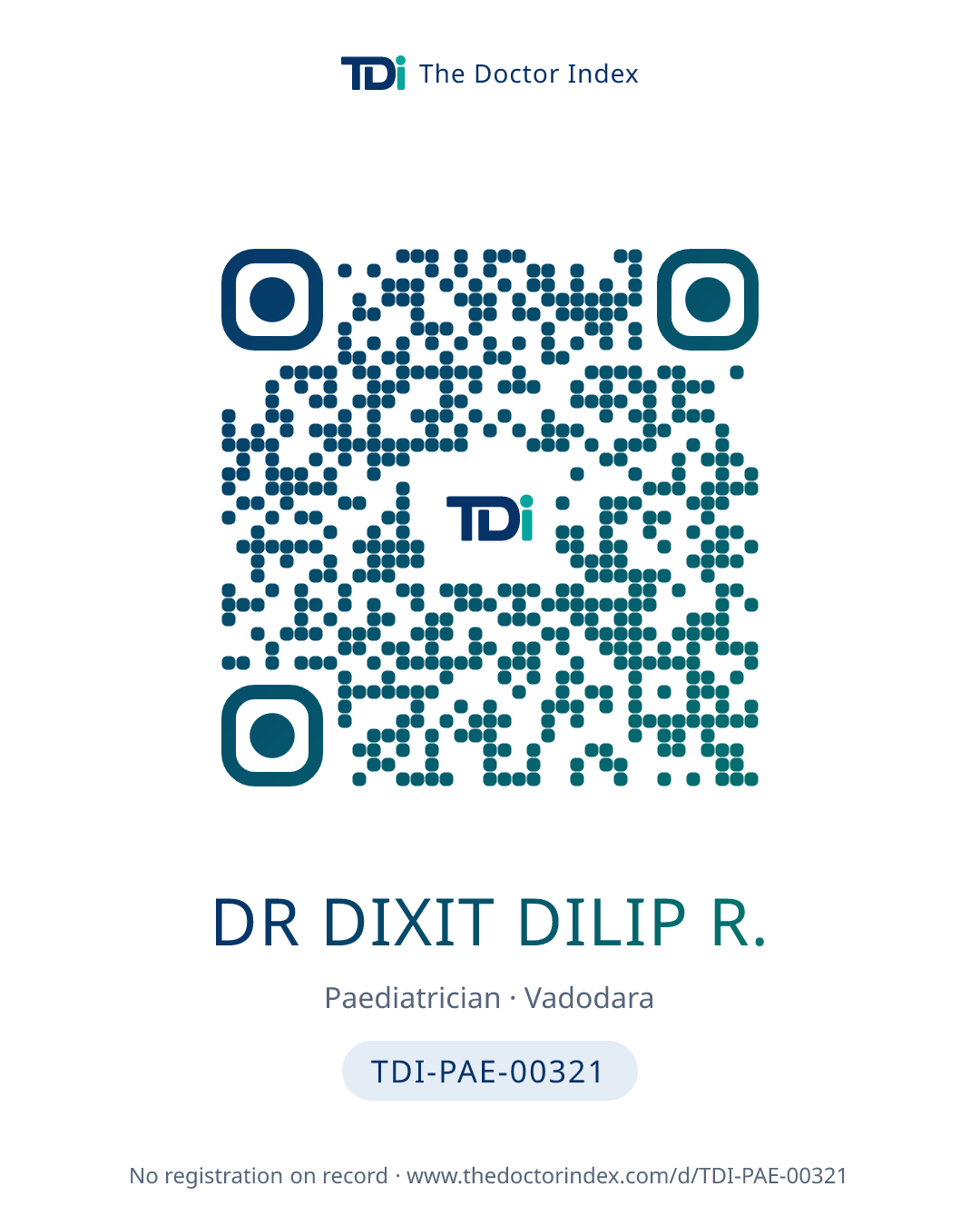 QR card for Dr Dixit Dilip R., TDI-PAE-00321