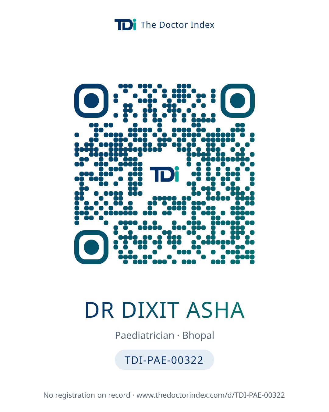 QR card for Dr Dixit Asha, TDI-PAE-00322