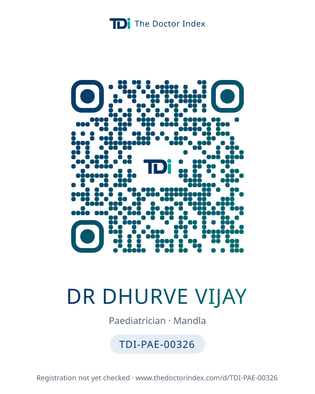 QR card for Dr Dhurve Vijay, TDI-PAE-00326