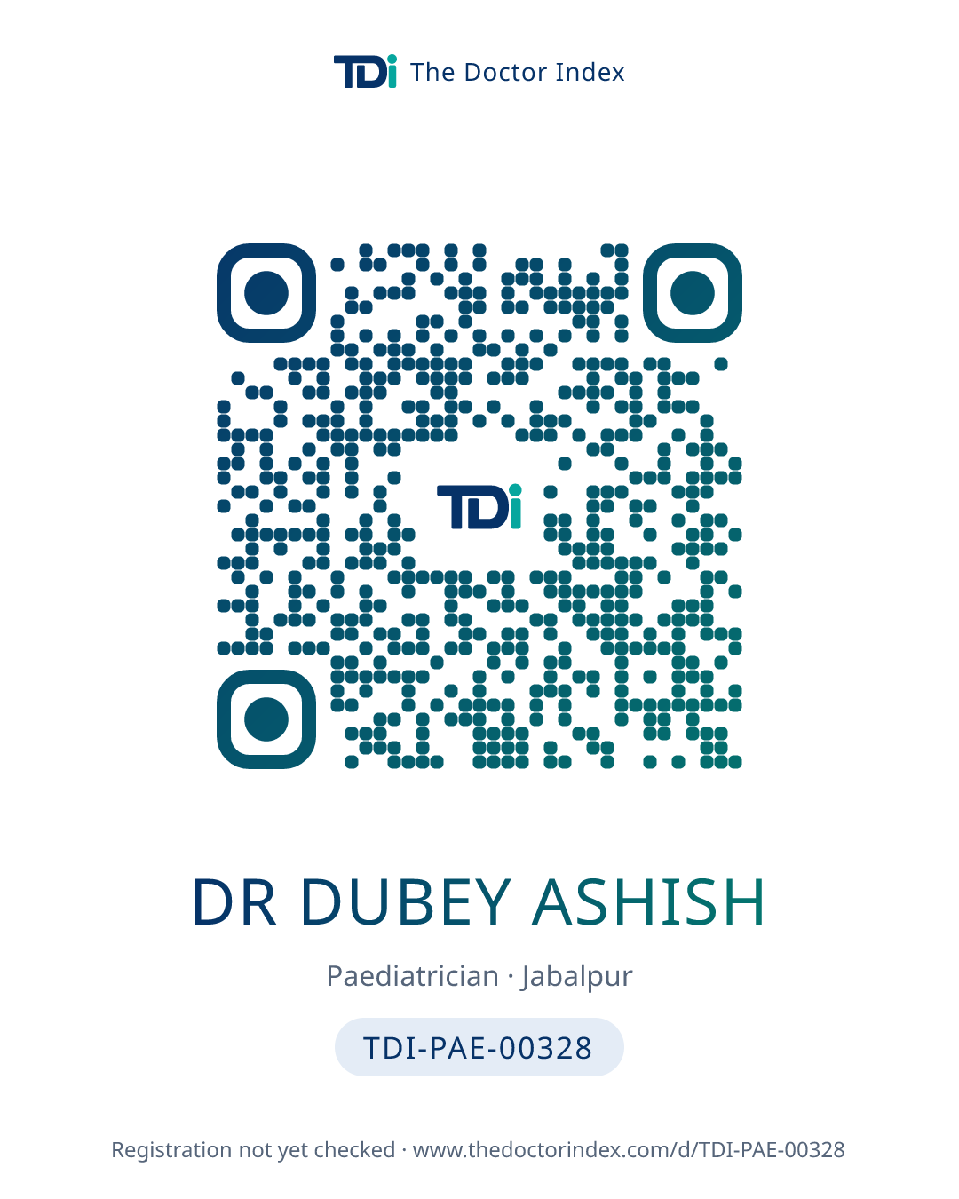 QR card for Dr Dubey Ashish, TDI-PAE-00328