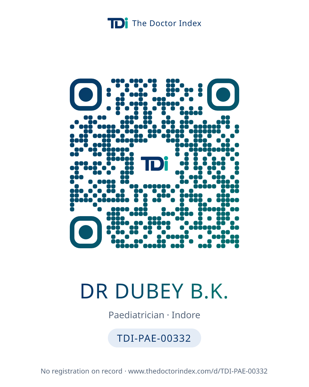QR card for Dr Dubey B.K., TDI-PAE-00332