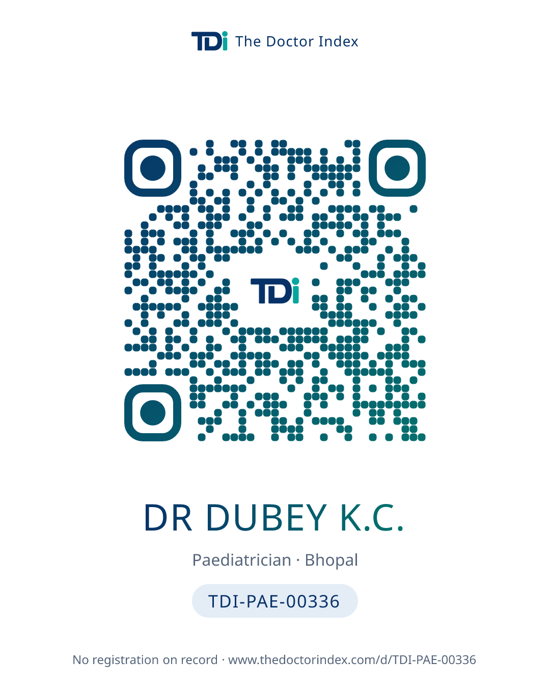 QR card for Dr Dubey K.C., TDI-PAE-00336