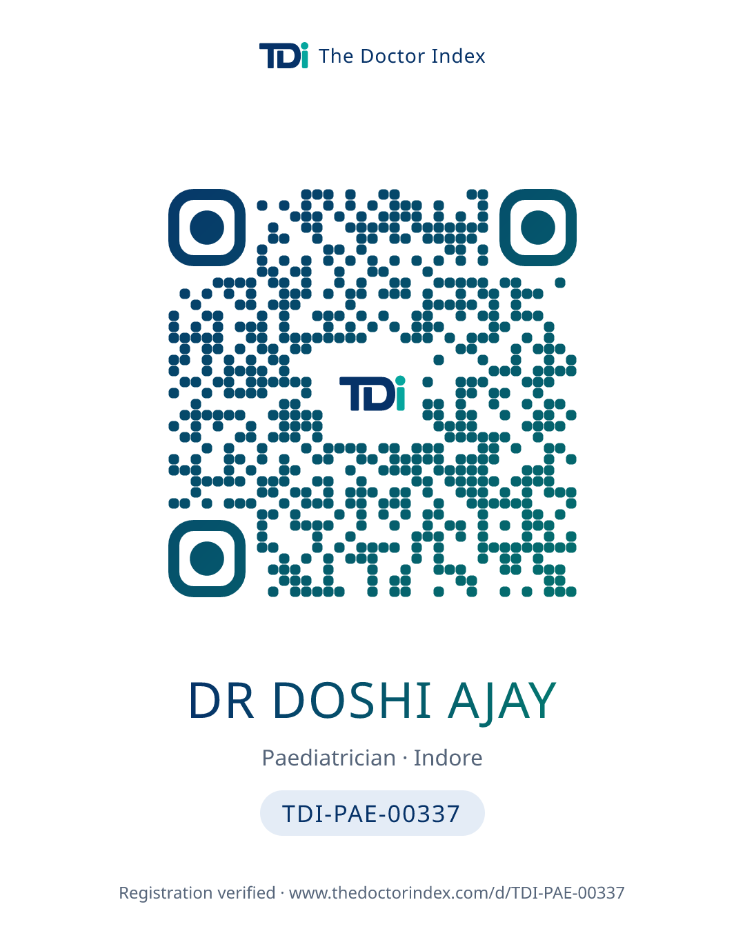QR card for Dr Doshi Ajay, TDI-PAE-00337