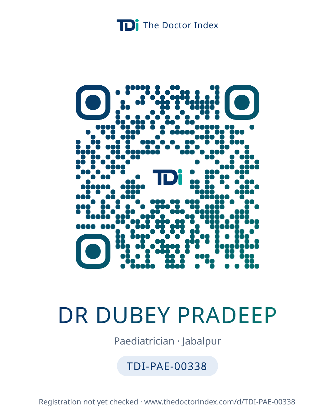 QR card for Dr Dubey Pradeep, TDI-PAE-00338