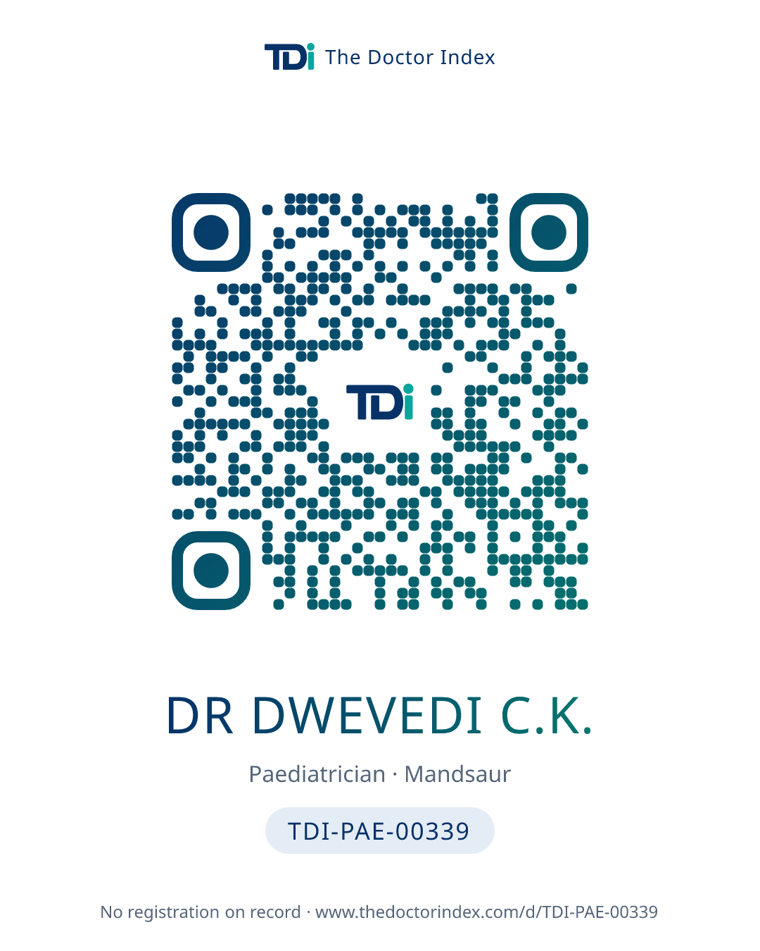 QR card for Dr Dwevedi C.K., TDI-PAE-00339