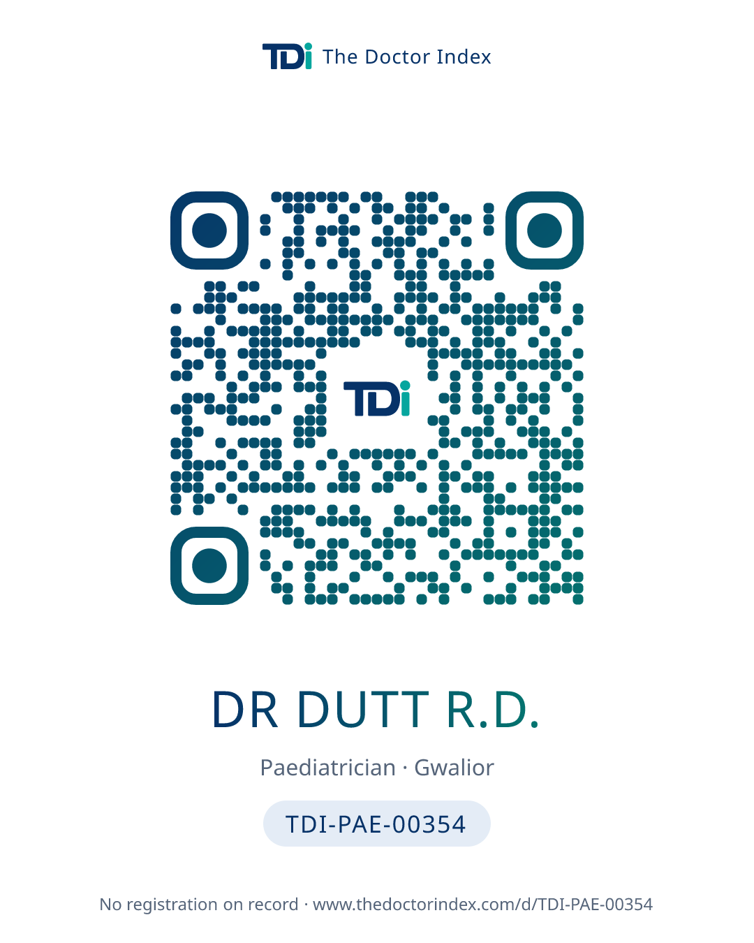 QR card for Dr Dutt R.D., TDI-PAE-00354