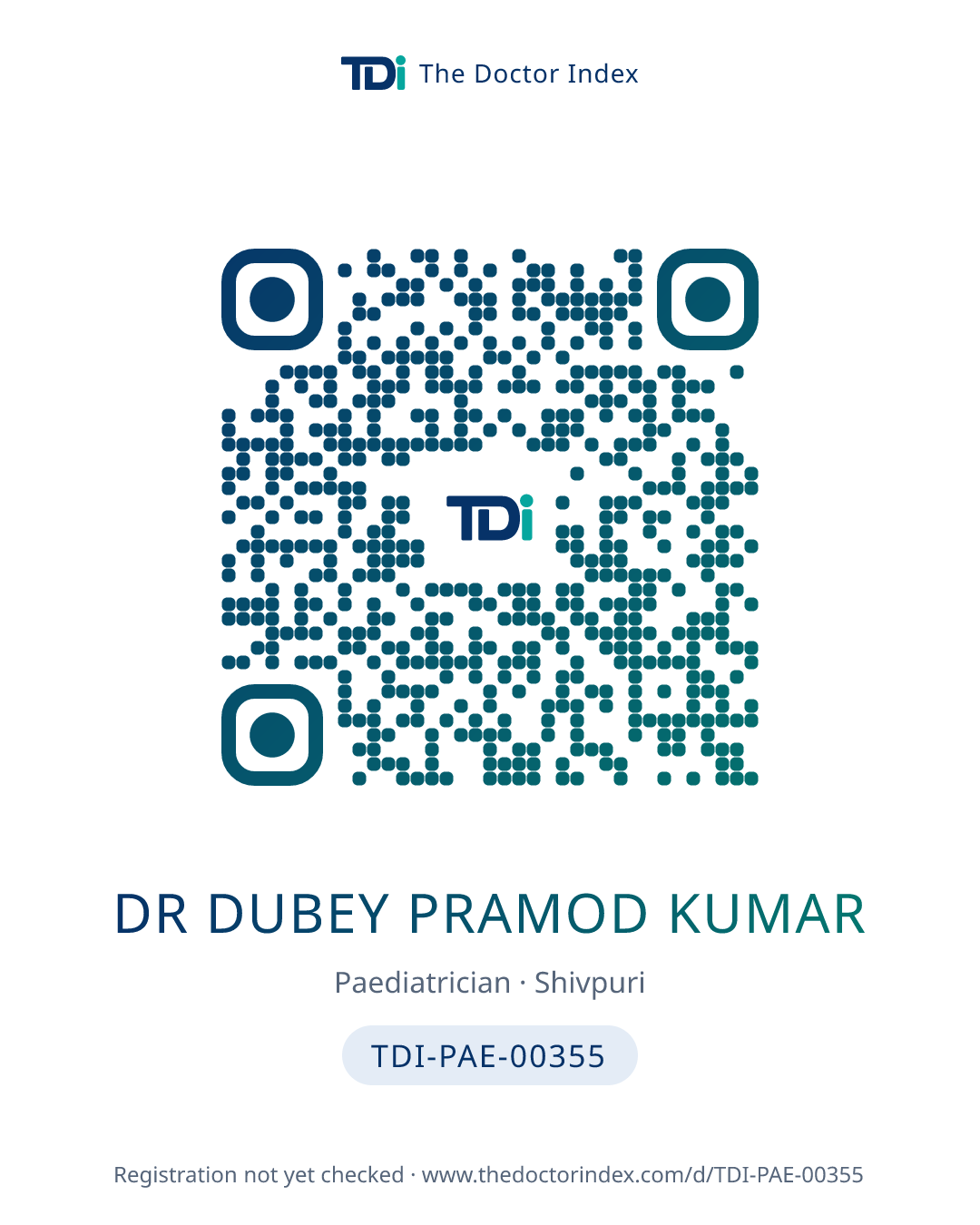 QR card for Dr Dubey Pramod Kumar, TDI-PAE-00355
