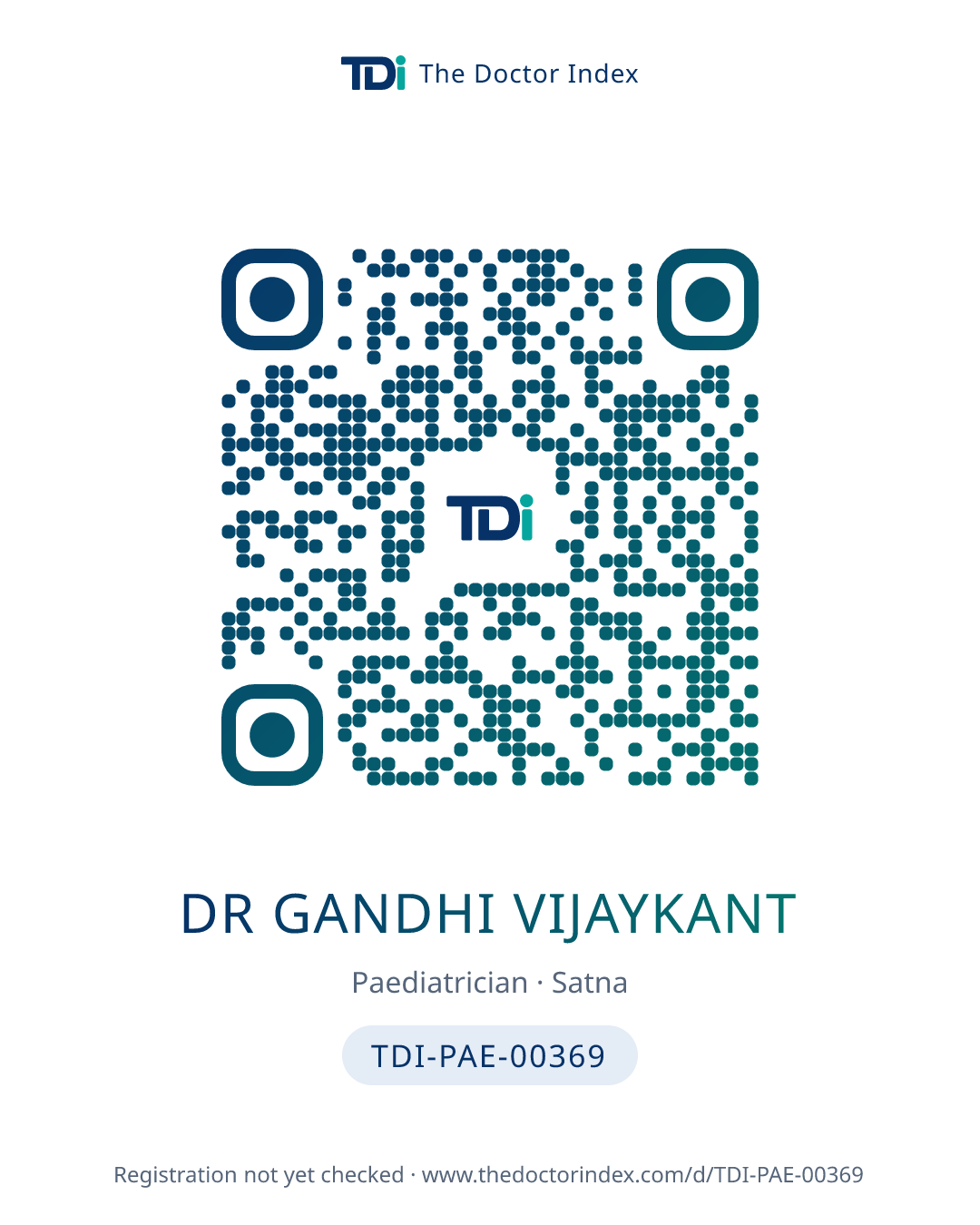QR card for Dr Gandhi Vijaykant, TDI-PAE-00369