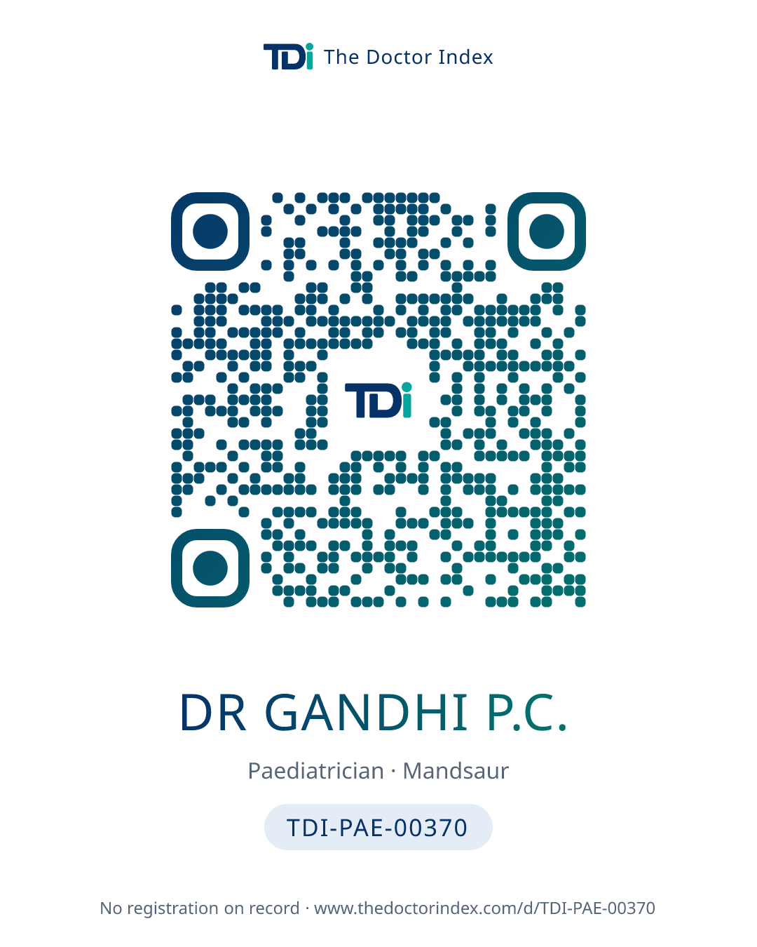 QR card for Dr Gandhi P.C., TDI-PAE-00370