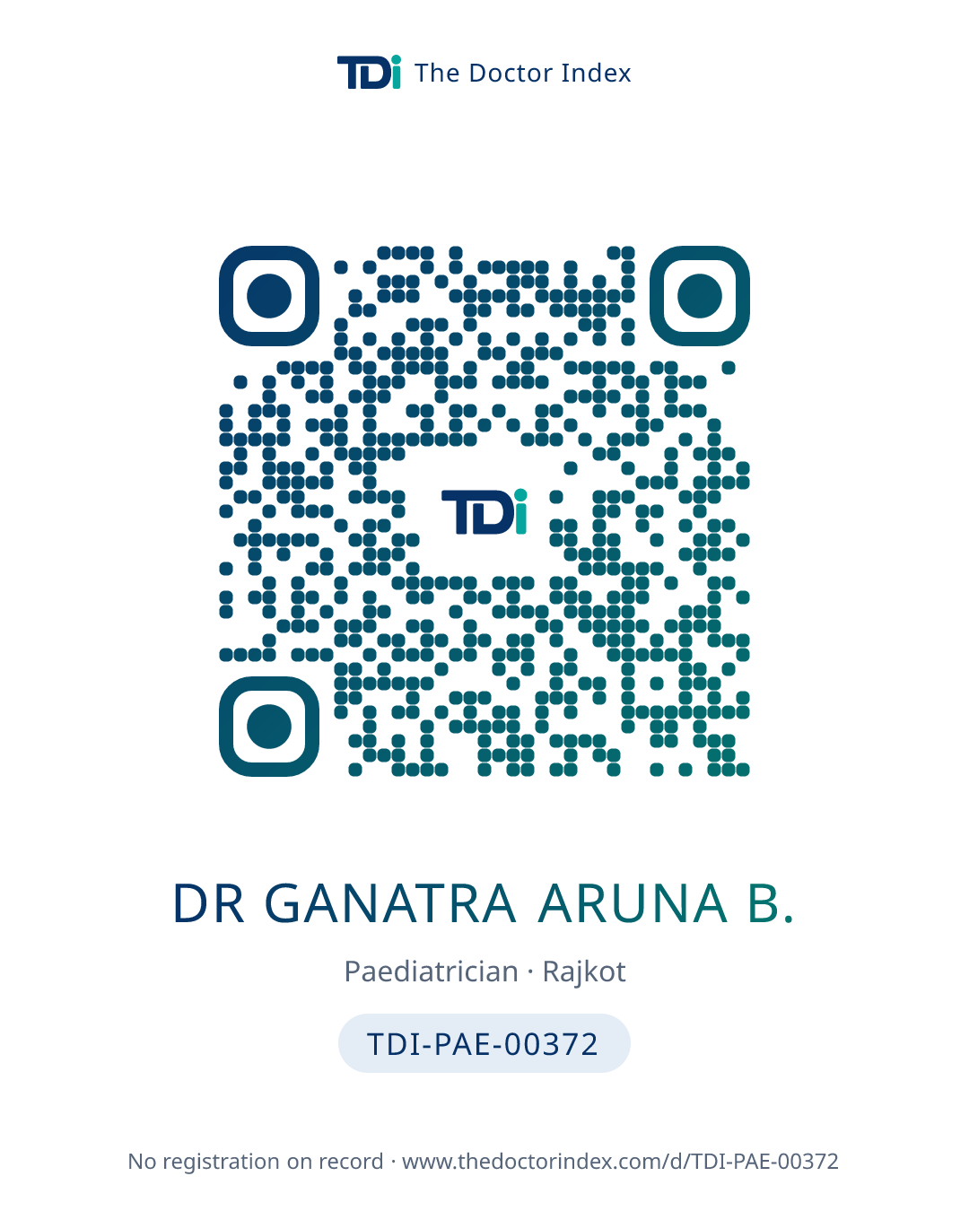 QR card for Dr Ganatra Aruna B., TDI-PAE-00372