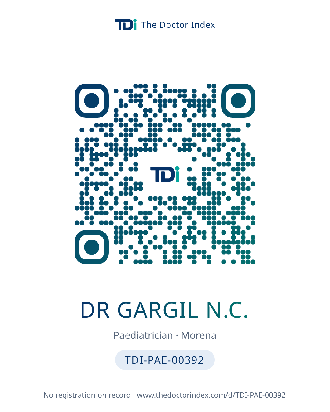QR card for Dr Gargil N.C., TDI-PAE-00392