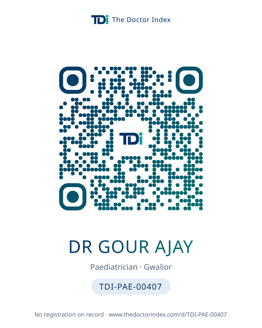 QR card for Dr Gour Ajay, TDI-PAE-00407