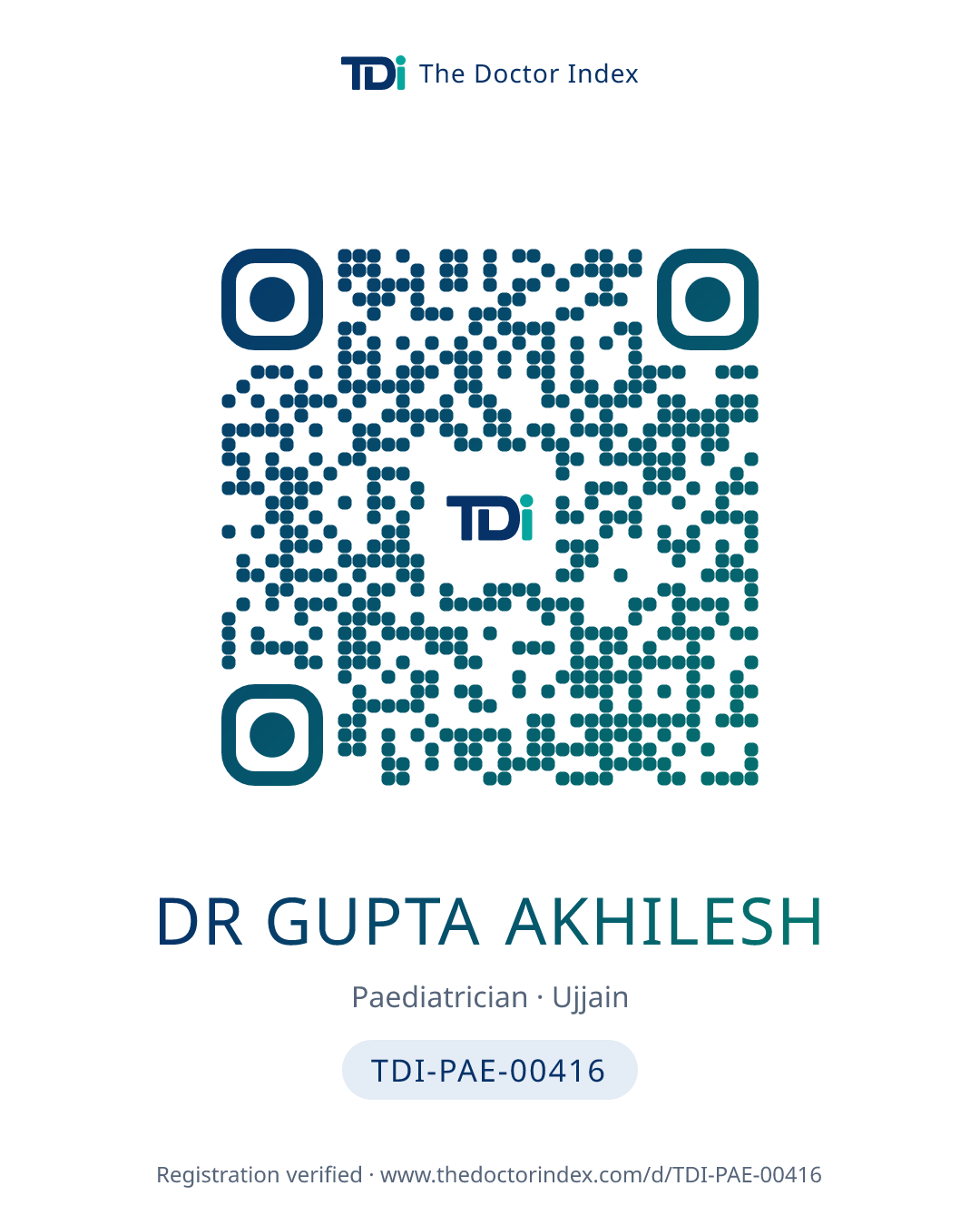 QR card for Dr Gupta Akhilesh, TDI-PAE-00416