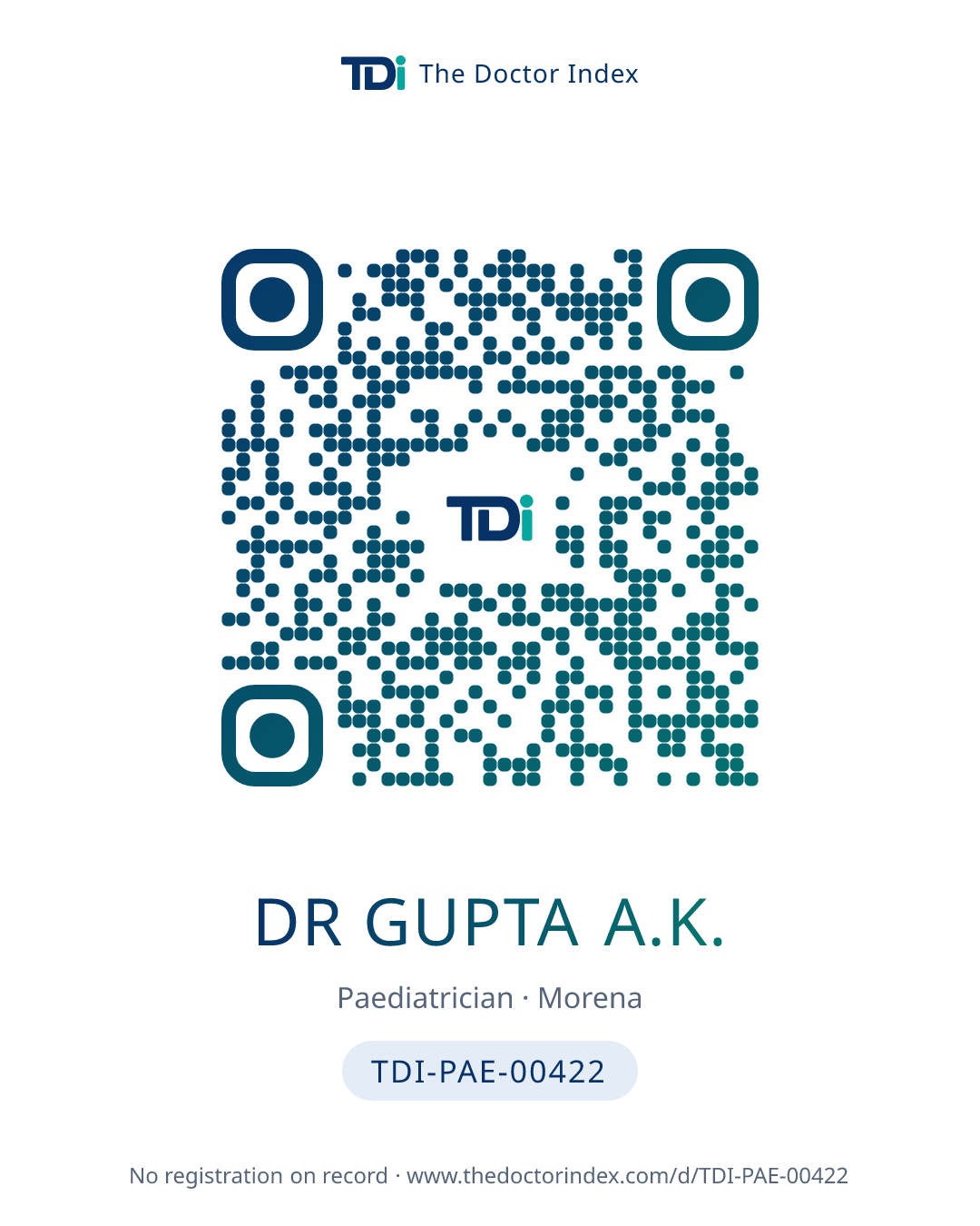 QR card for Dr Gupta A.K., TDI-PAE-00422