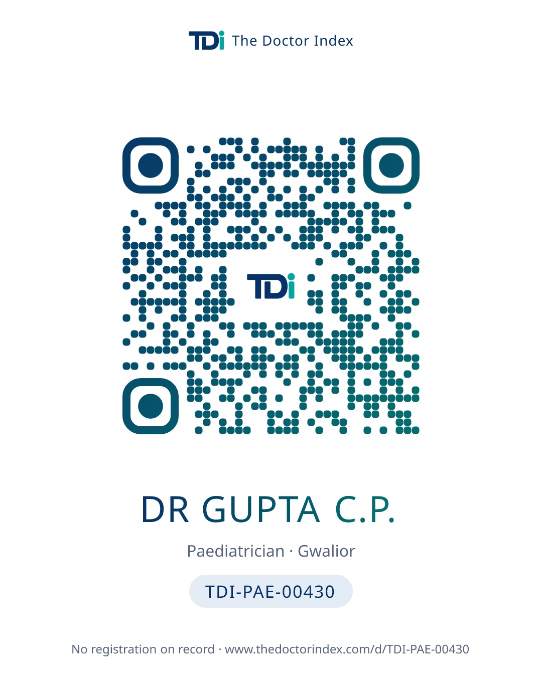 QR card for Dr Gupta C.P., TDI-PAE-00430