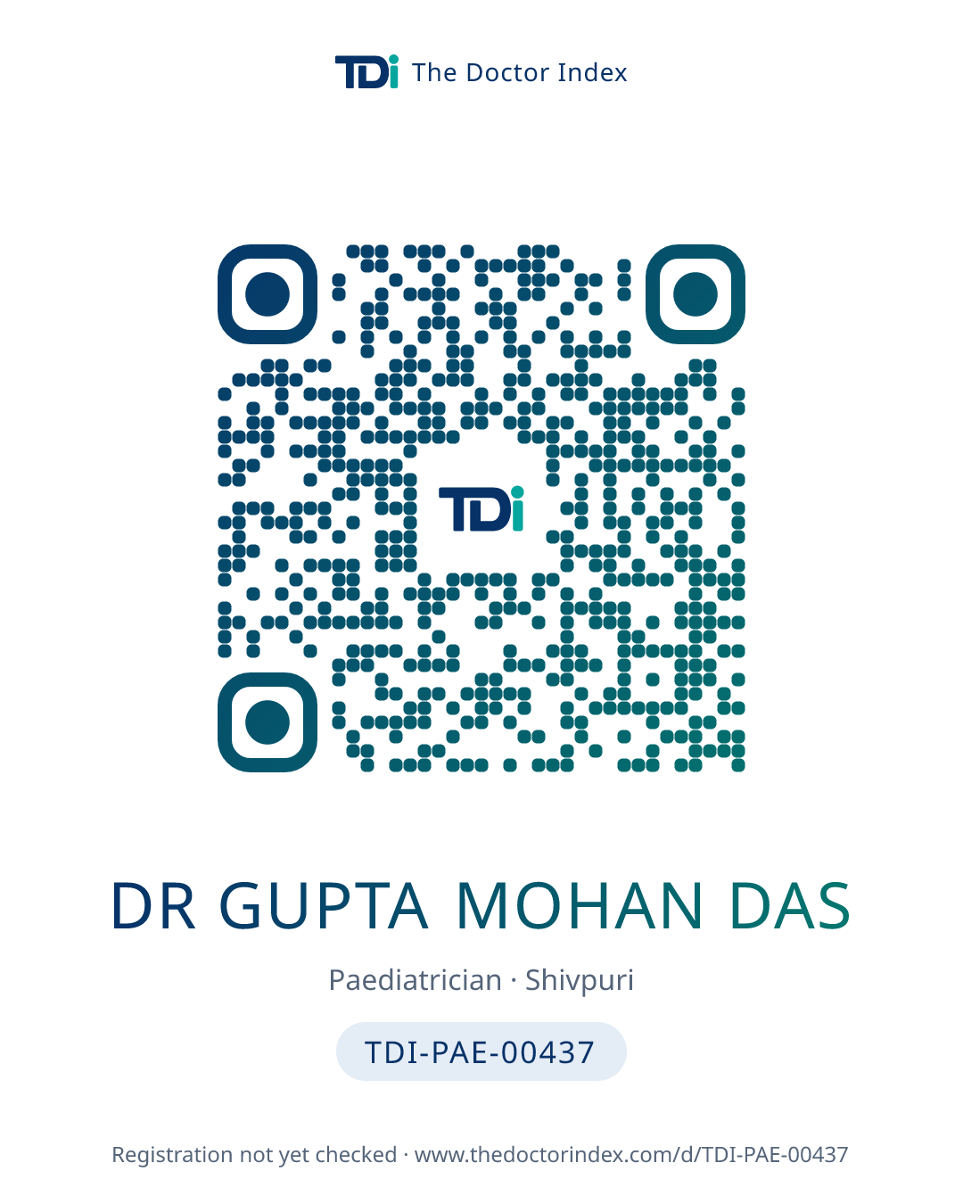 QR card for Dr Gupta Mohan Das, TDI-PAE-00437