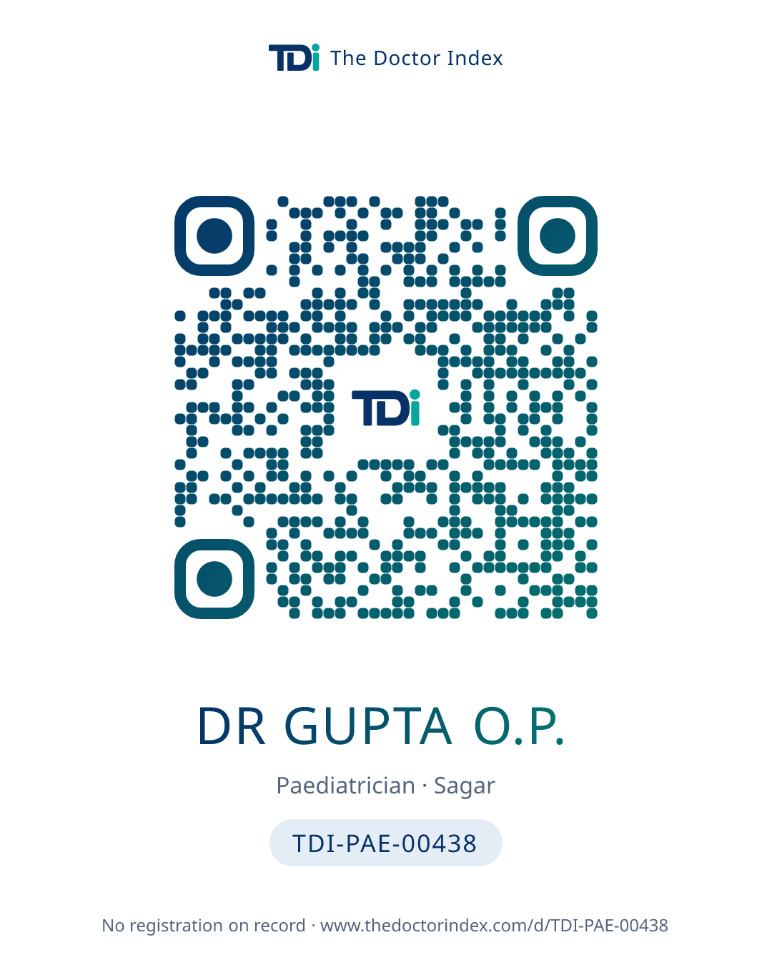 QR card for Dr Gupta O.P., TDI-PAE-00438