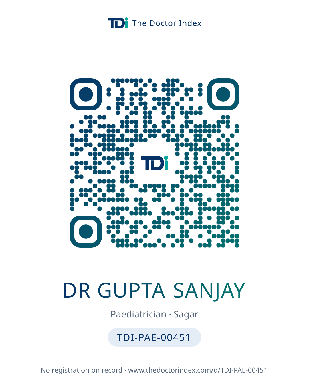 QR card for Dr Gupta Sanjay, TDI-PAE-00451