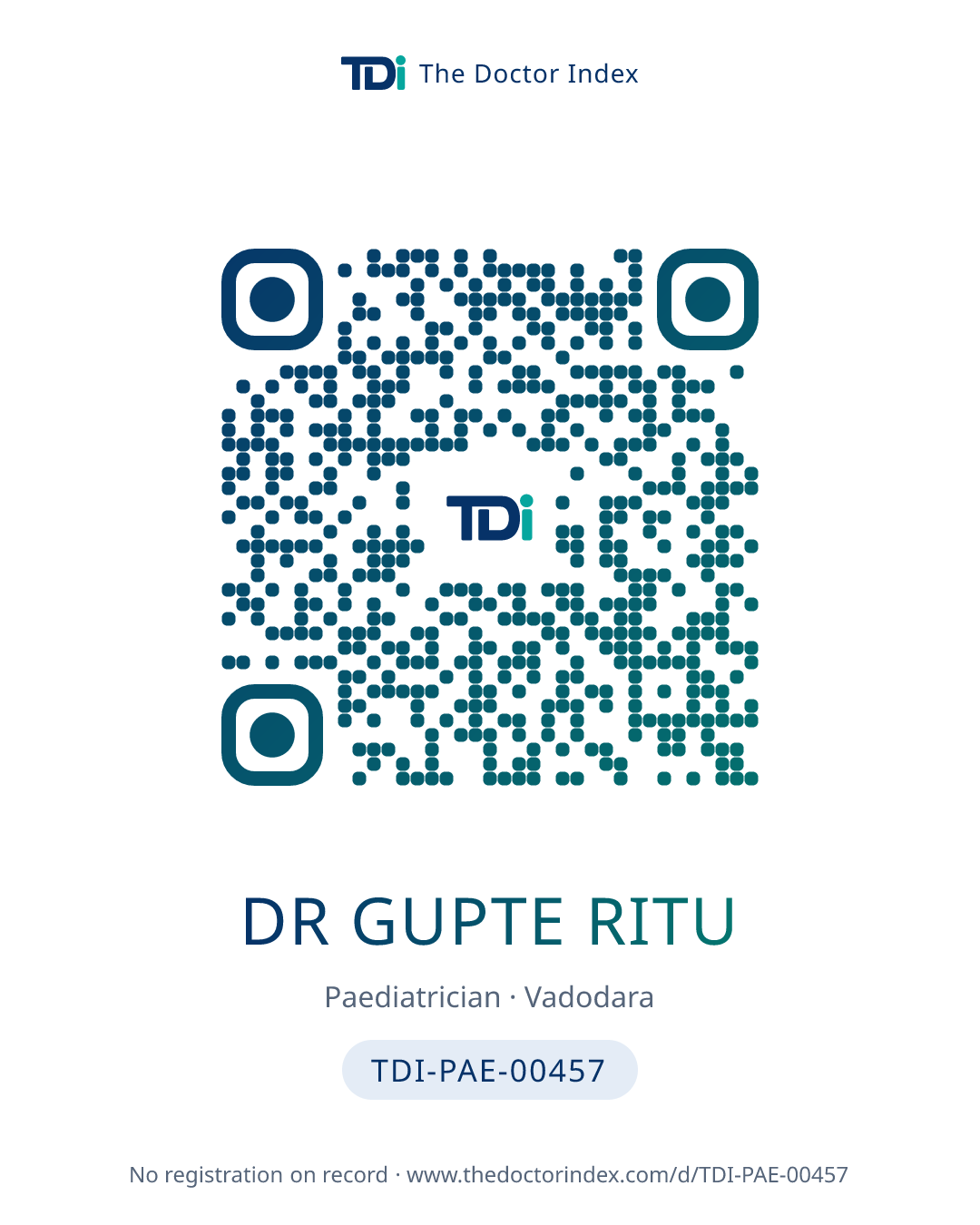 QR card for Dr Gupte Ritu, TDI-PAE-00457