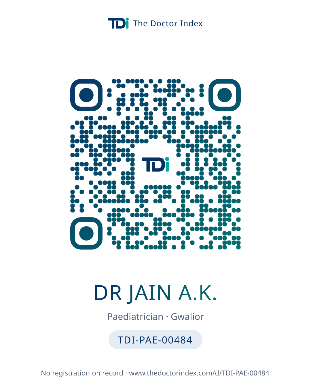 QR card for Dr Jain A.K., TDI-PAE-00484