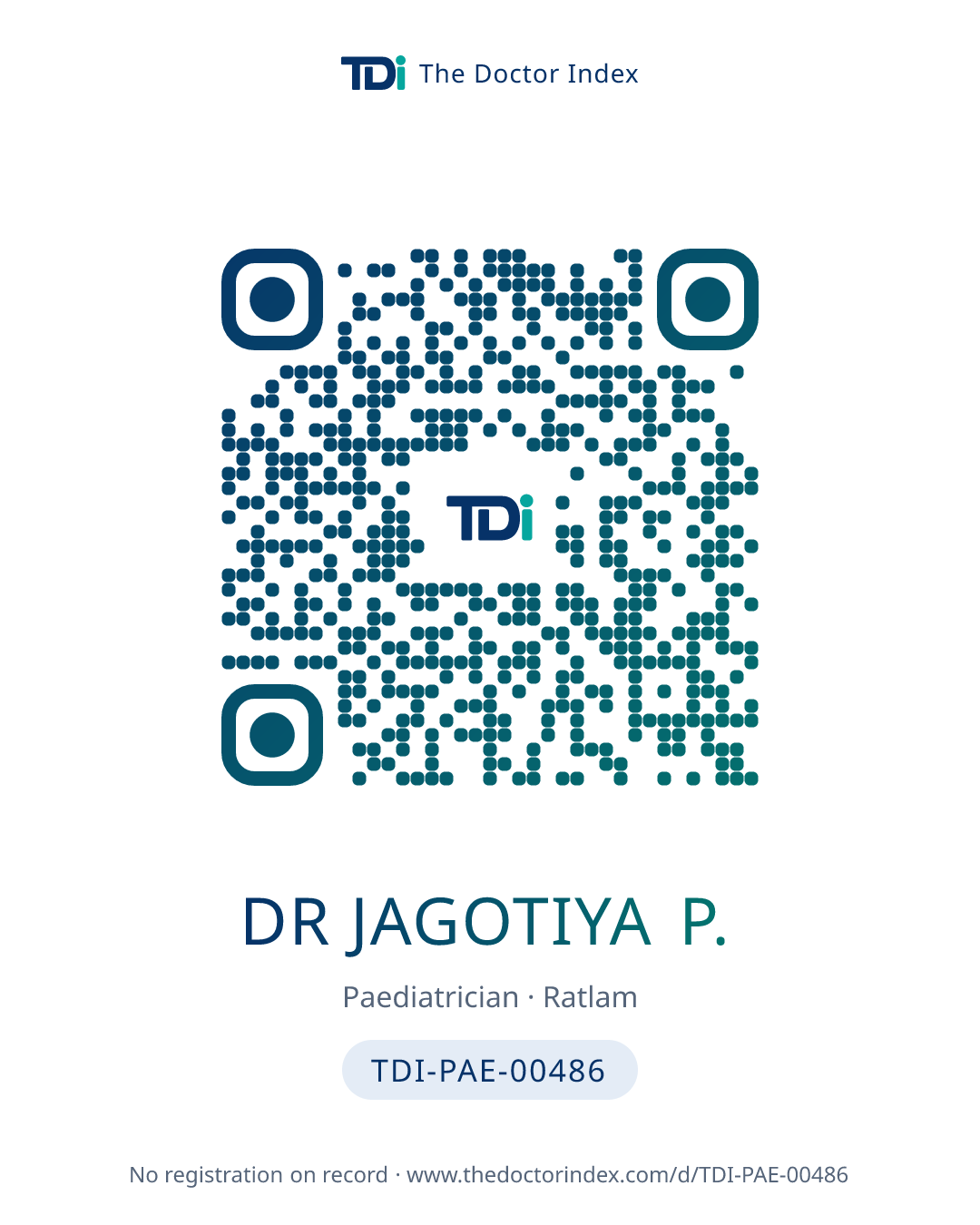 QR card for Dr Jagotiya P., TDI-PAE-00486