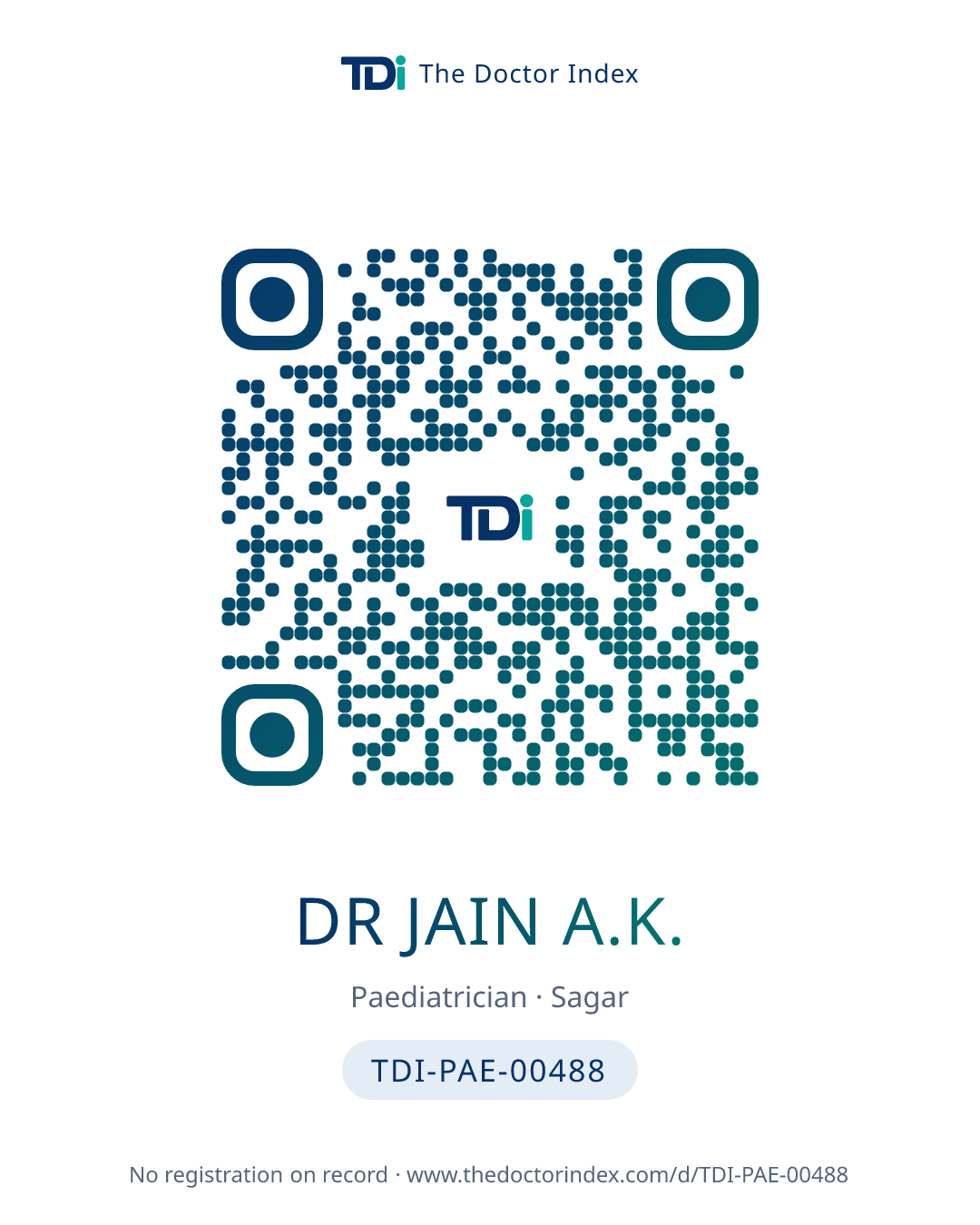 QR card for Dr Jain A.K., TDI-PAE-00488