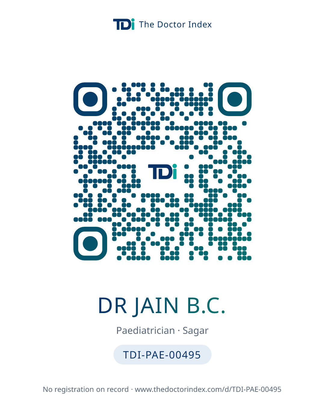 QR card for Dr Jain B.C., TDI-PAE-00495