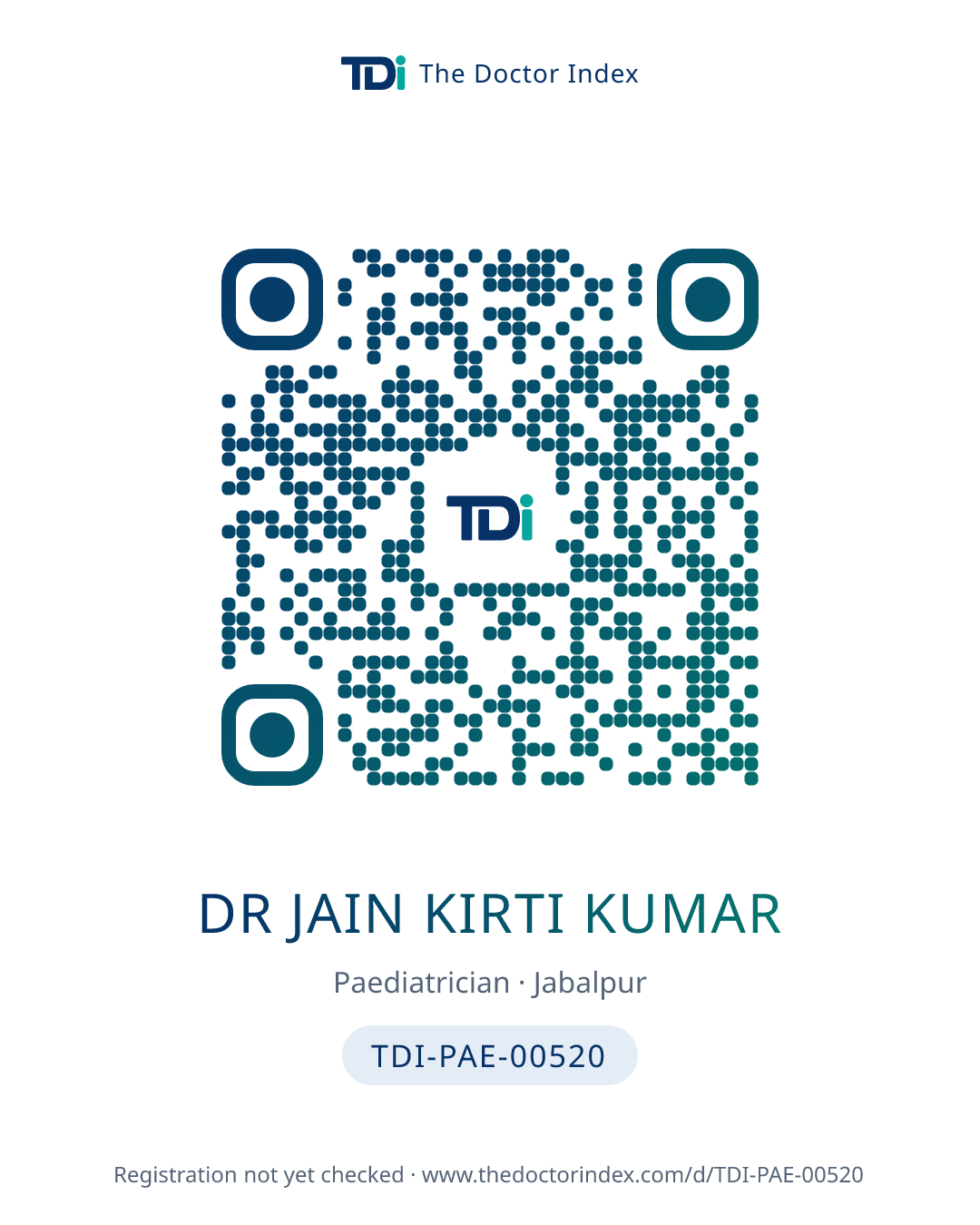 QR card for Dr Jain Kirti Kumar, TDI-PAE-00520