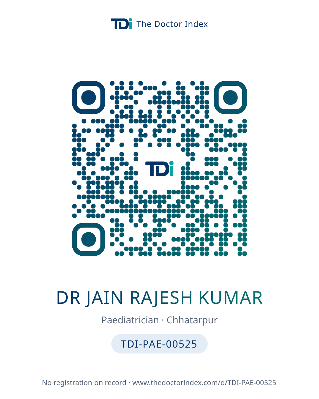 QR card for Dr Jain Rajesh Kumar, TDI-PAE-00525