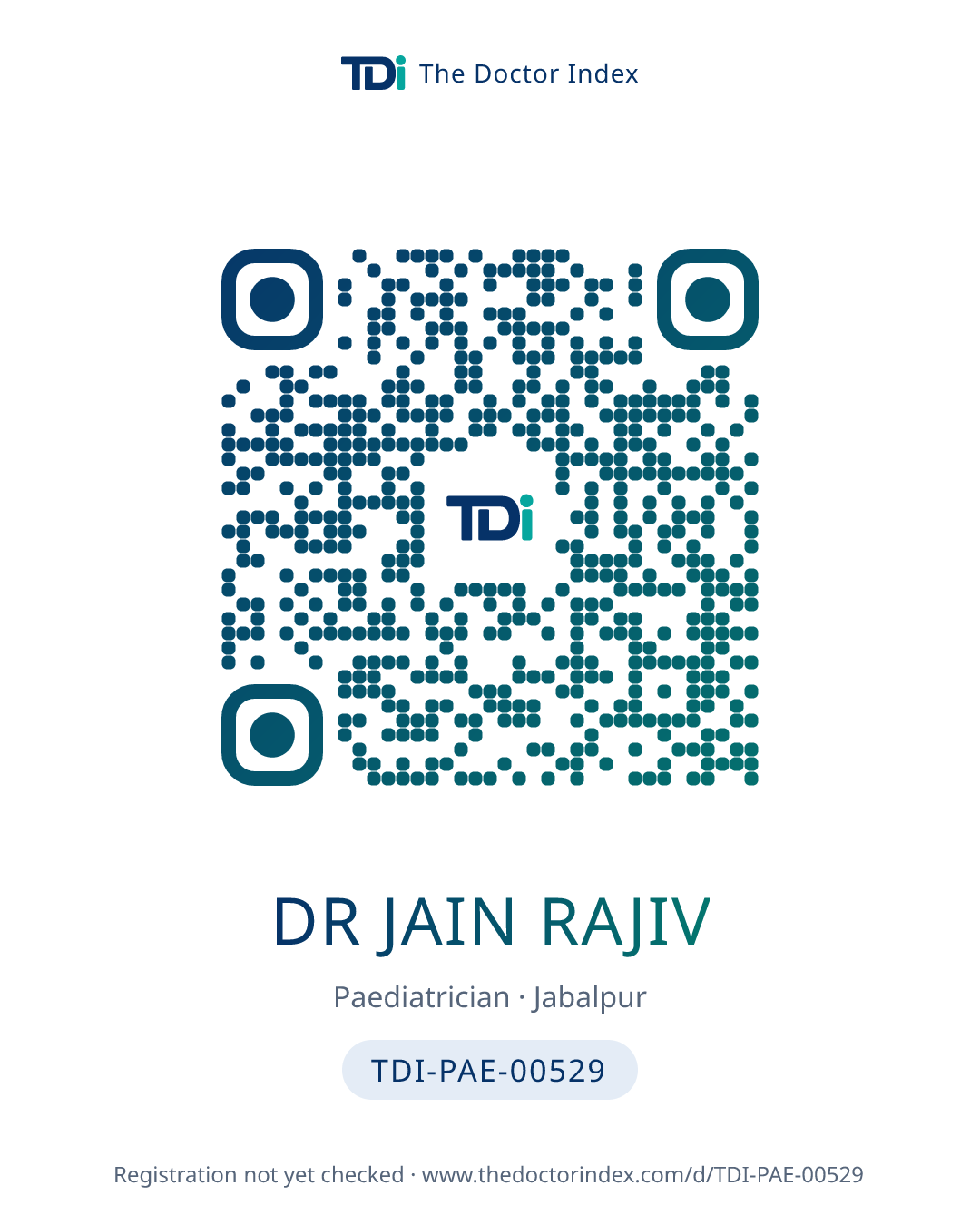 QR card for Dr Jain Rajiv, TDI-PAE-00529