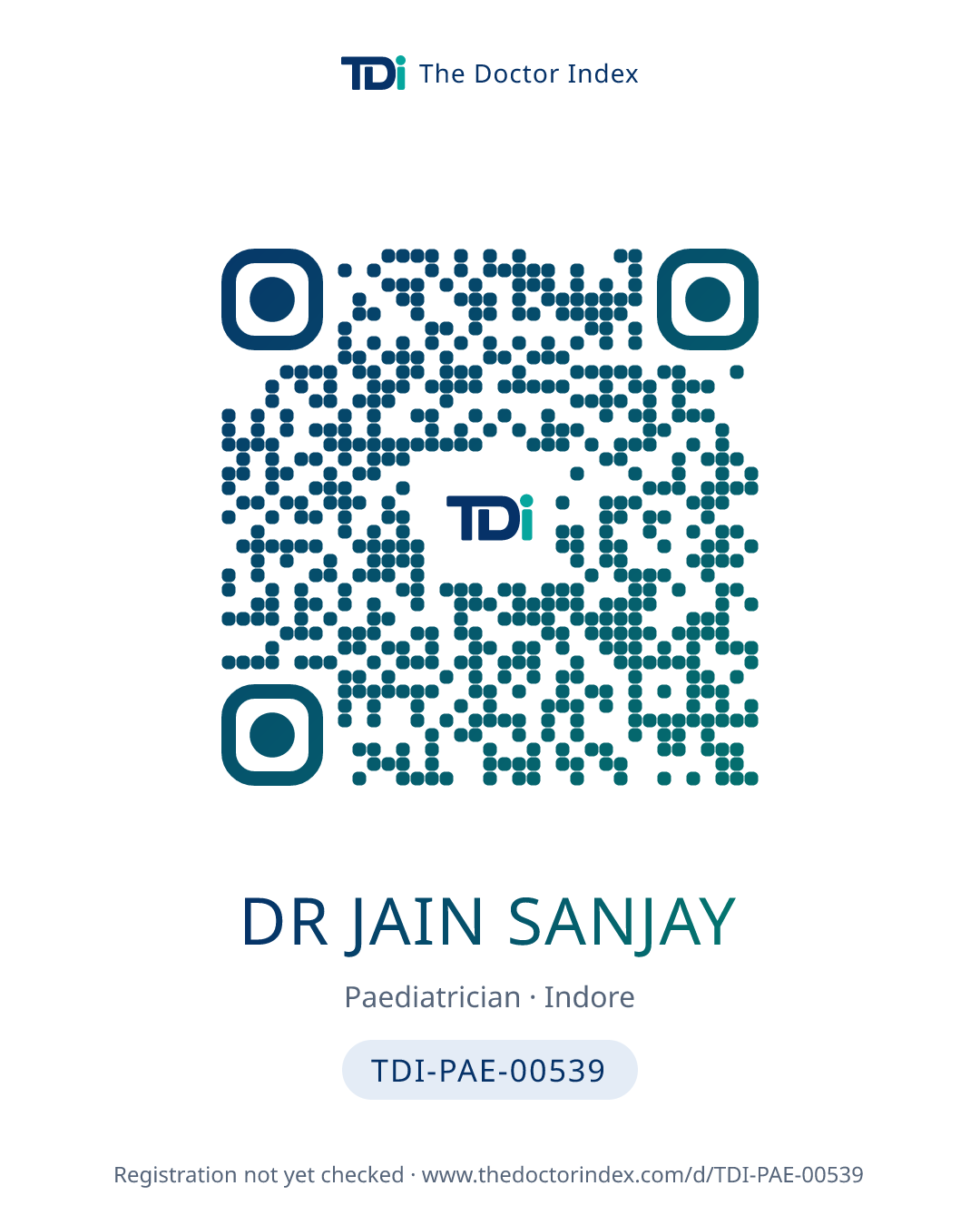QR card for Dr Jain Sanjay, TDI-PAE-00539