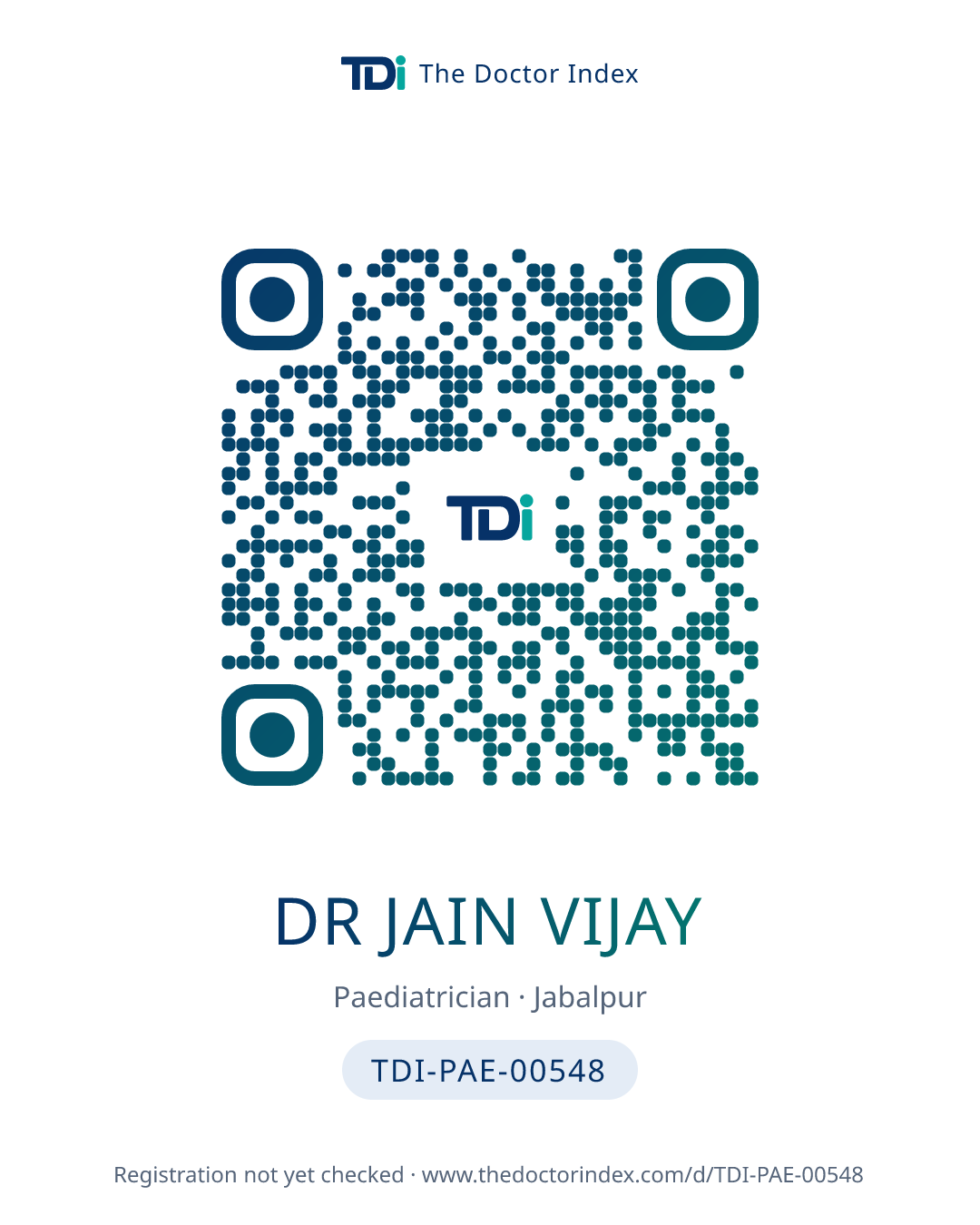 QR card for Dr Jain Vijay, TDI-PAE-00548